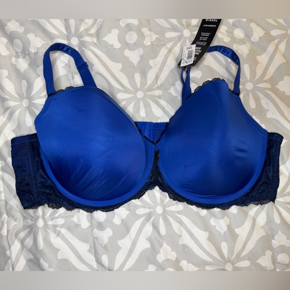 Blue Lace Trim Bra - Torrid - Picture 1 of 8